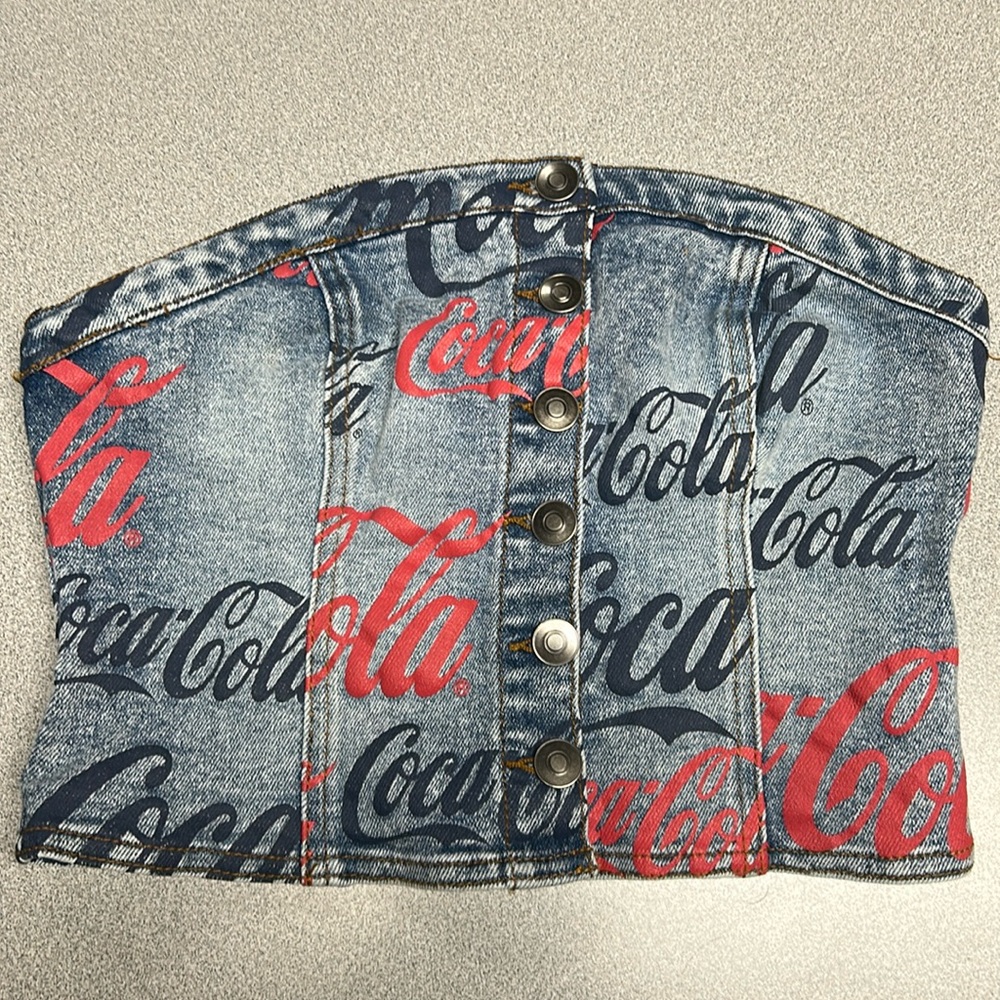 Forever21 x Coca-Cola  denim strapless bustier.  .